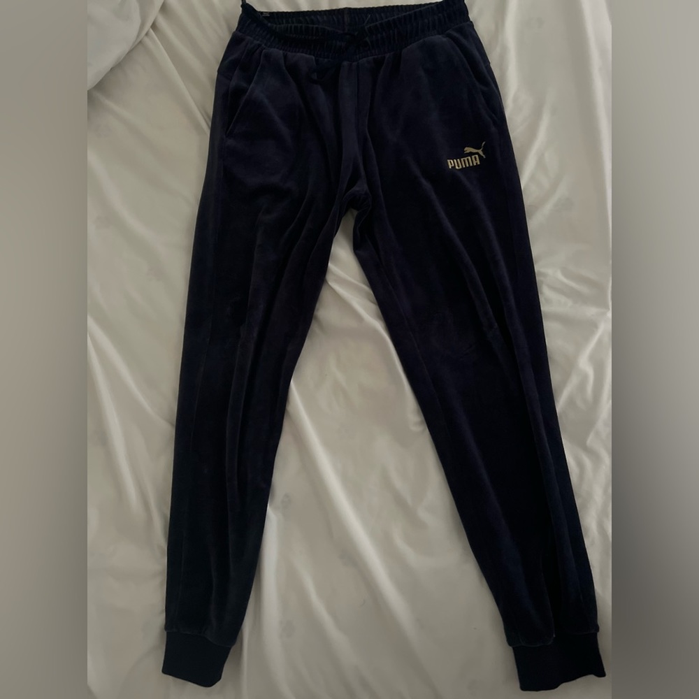 Black + Gold  Comfy Velvet Material ‘Puma’ Joggers.